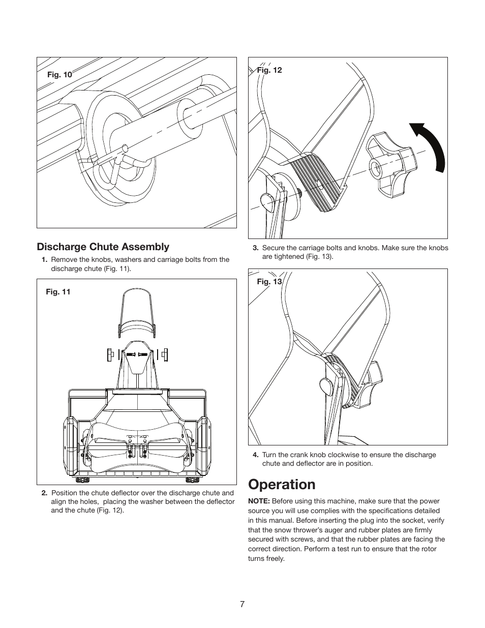 Operation, Discharge chute assembly | Snow Joe SJ624E Ultra 21-Inch 14-Amp Electric Snow Thrower User Manual | Page 8 / 17