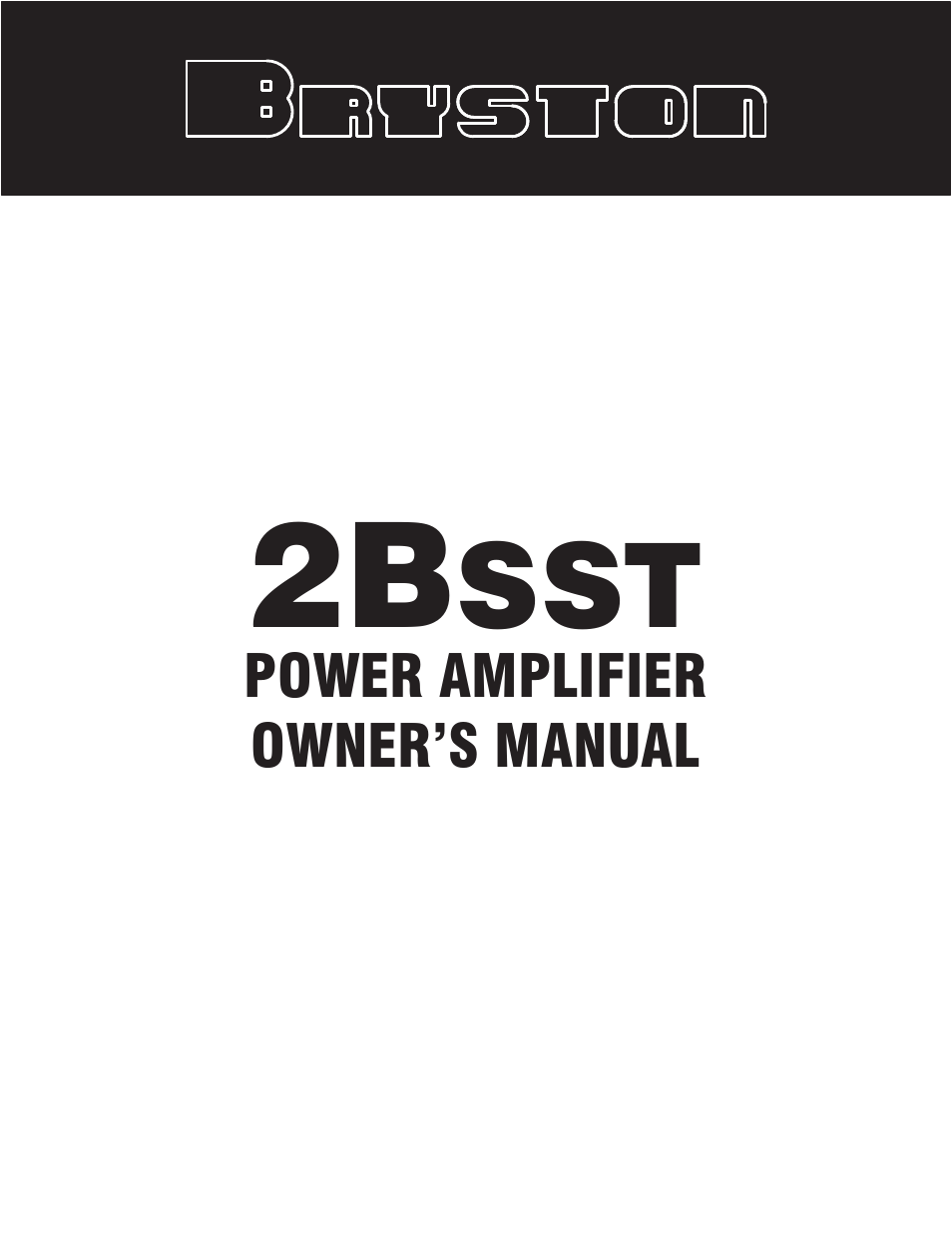 Bryston 2BSST User Manual | 8 pages