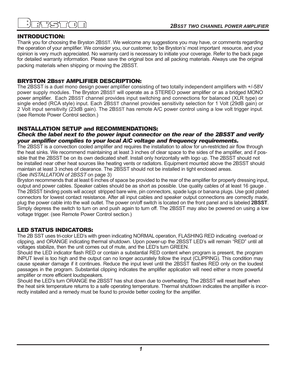 Bryston 2BSST User Manual | Page 3 / 8