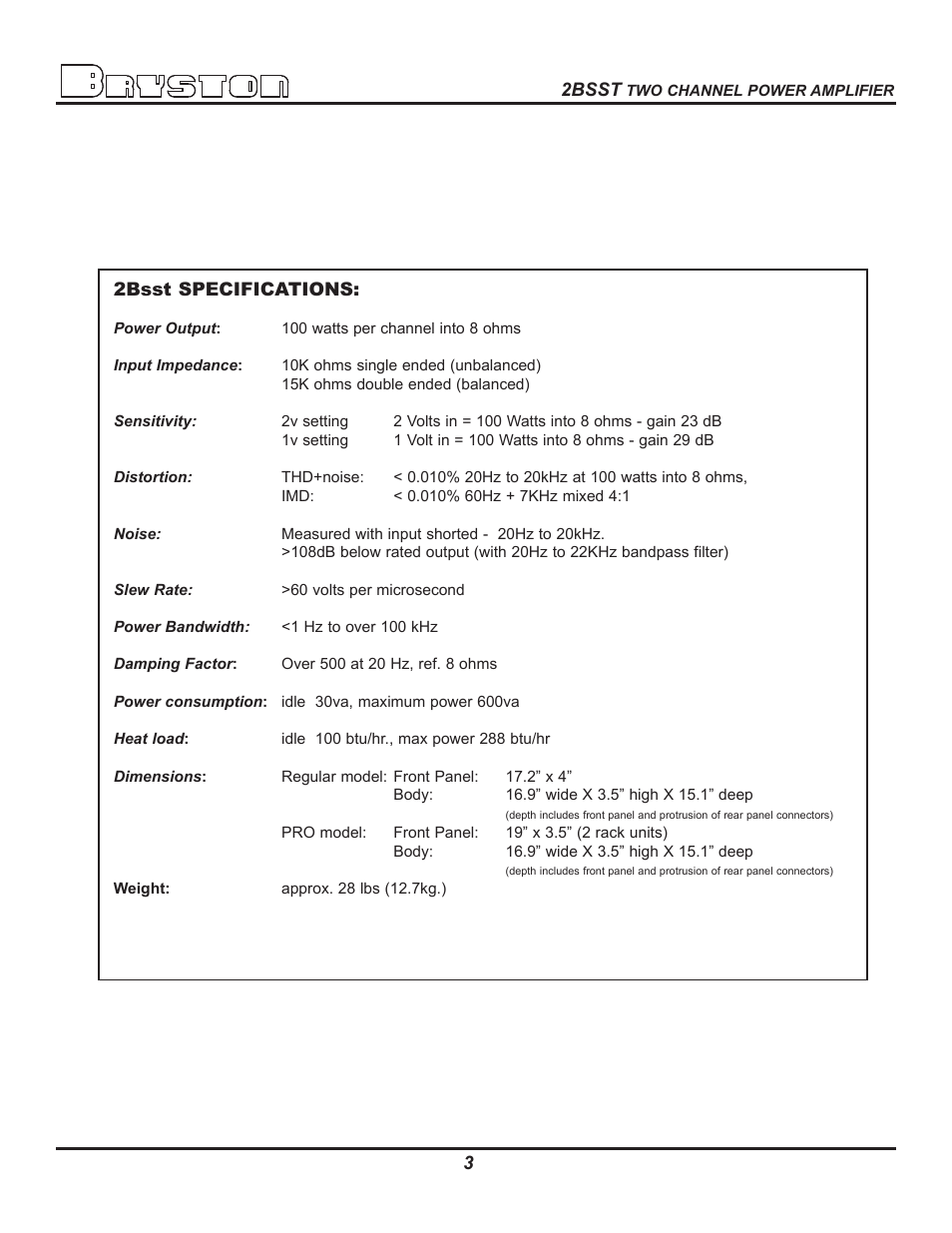 Bryston 2BSST User Manual | Page 5 / 8