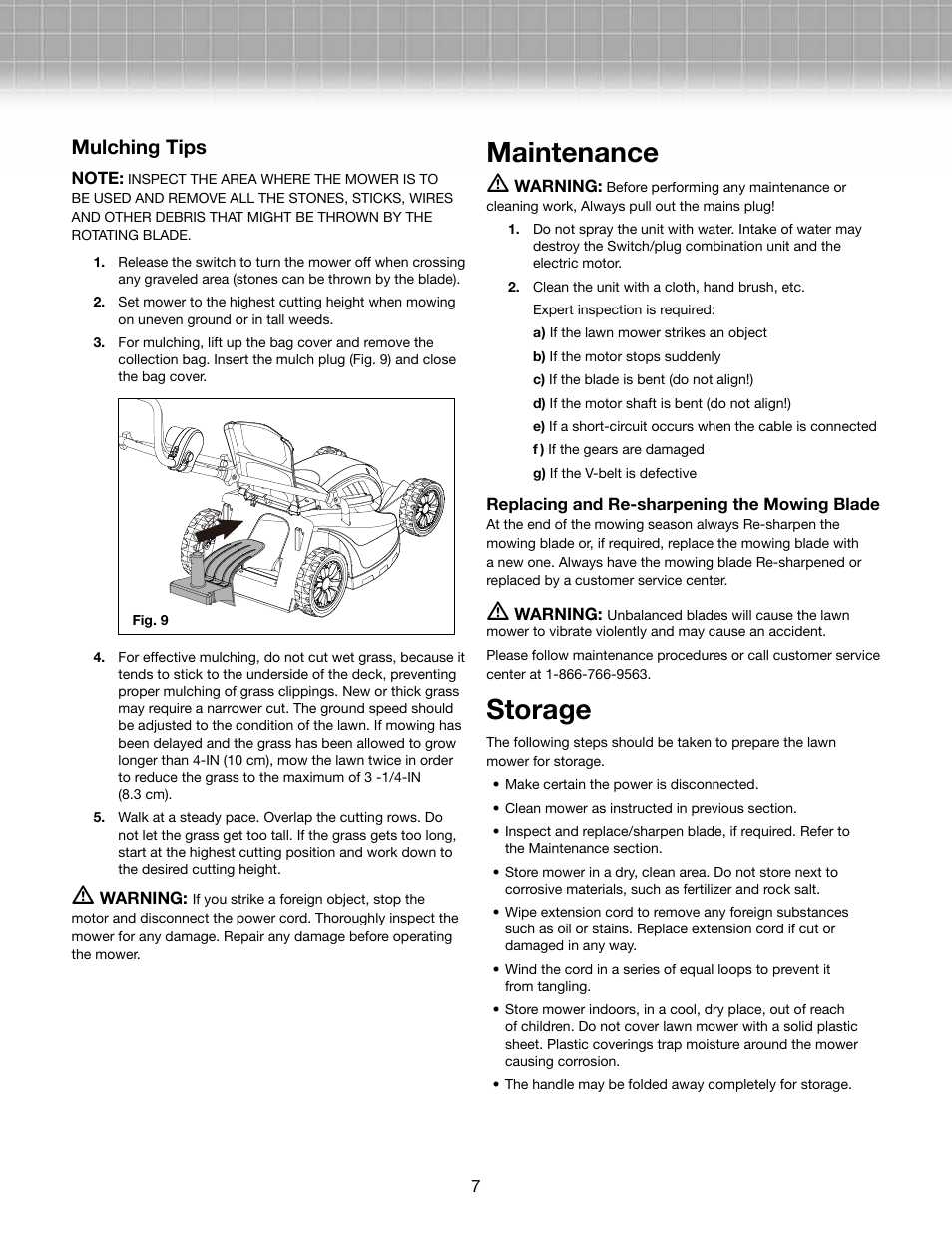 Maintenance, Storage, Mulching tips | Snow Joe MJ403E-RM Mow Joe 13-Amp 17-Inch Electric Lawn Mower User Manual | Page 7 / 10