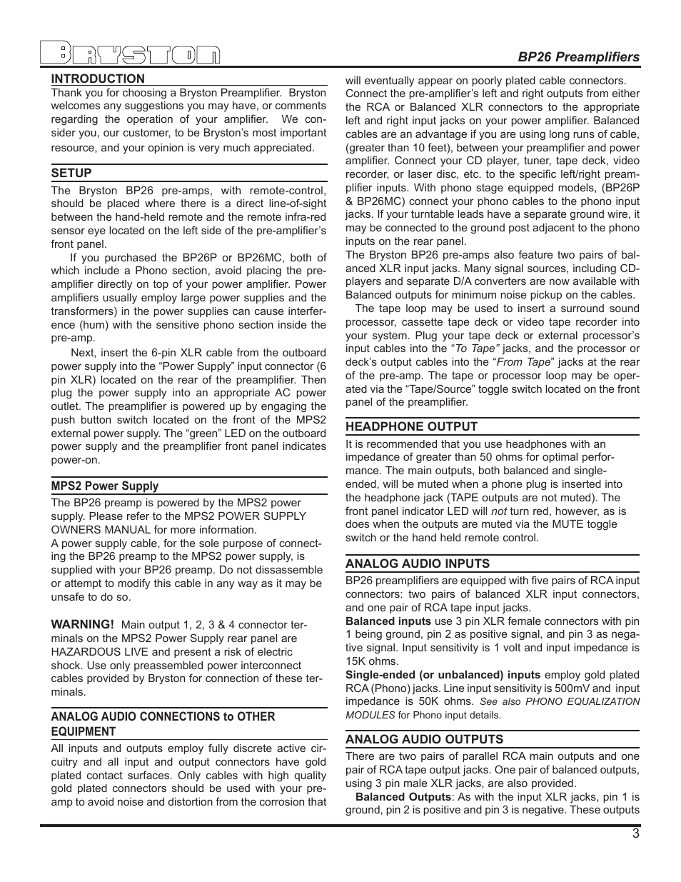 Bryston BP26P User Manual | Page 4 / 8