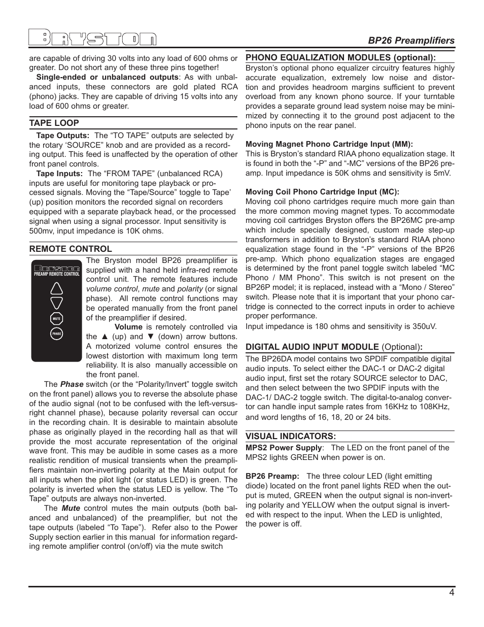 Bryston BP26P User Manual | Page 5 / 8