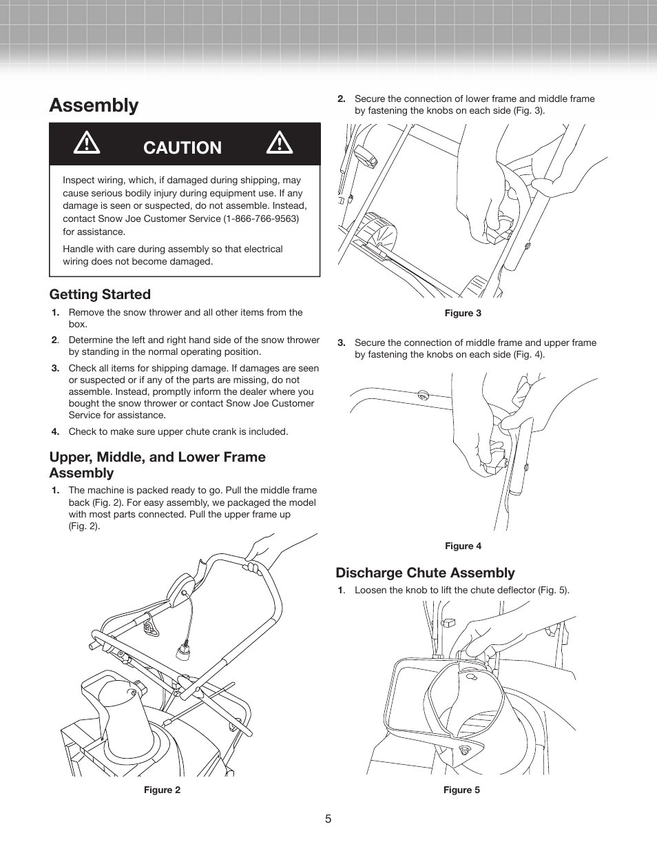 Assembly, Caution | Snow Joe SJM988-RM Max 18-Inch 13.5-Amp Electric Snow Thrower with Light in RED User Manual | Page 5 / 14