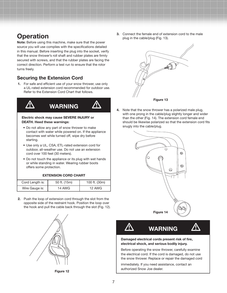 Operation, Warning | Snow Joe SJM988-RM Max 18-Inch 13.5-Amp Electric Snow Thrower with Light in RED User Manual | Page 7 / 14