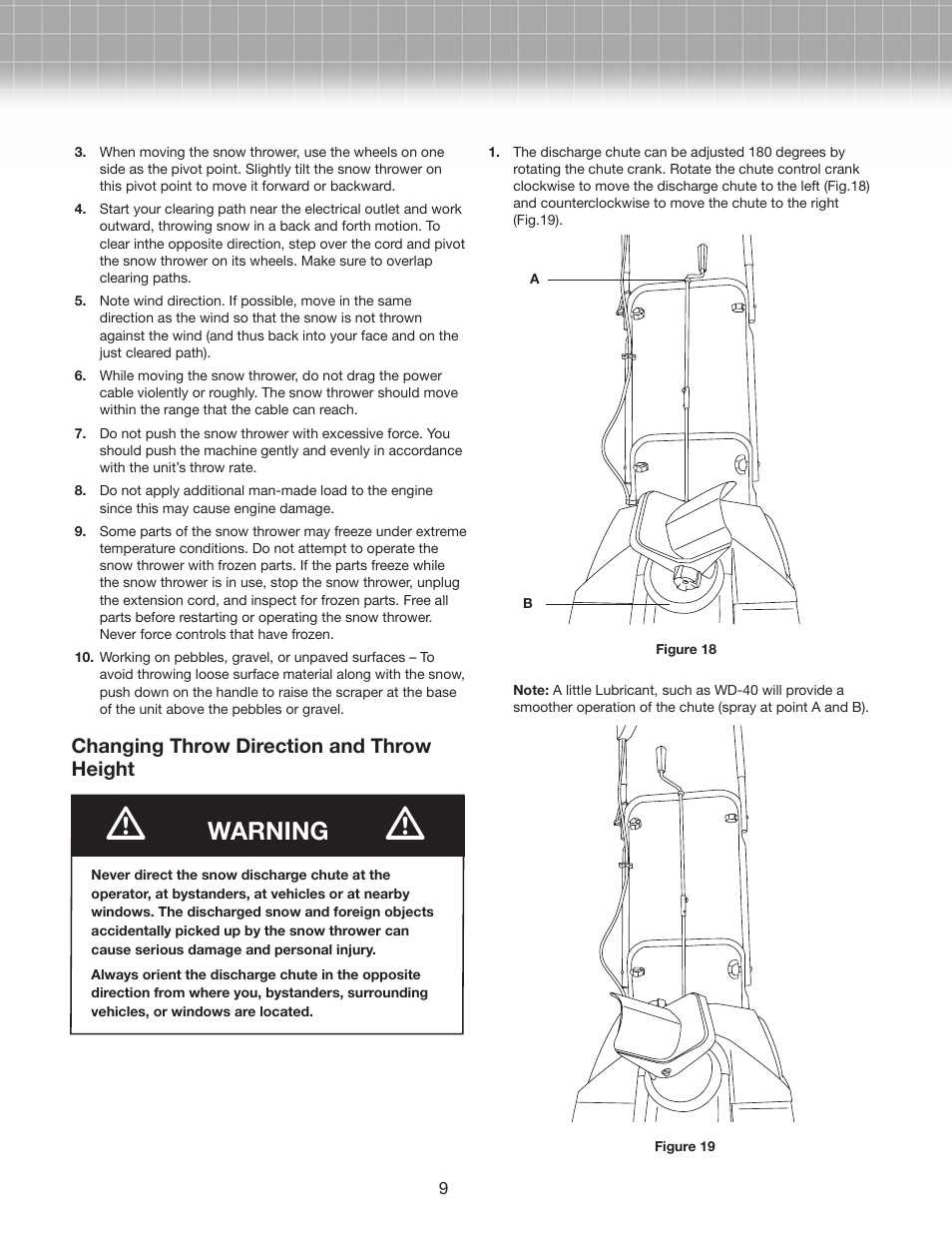 Warning | Snow Joe SJM988-RM Max 18-Inch 13.5-Amp Electric Snow Thrower with Light in RED User Manual | Page 9 / 14