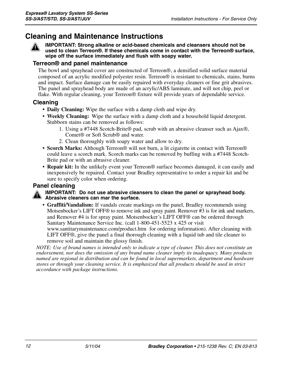 Cleaning and maintenance instructions | Bradley Smoker EXPRESS SS-3/AST/JUV User Manual | Page 12 / 19