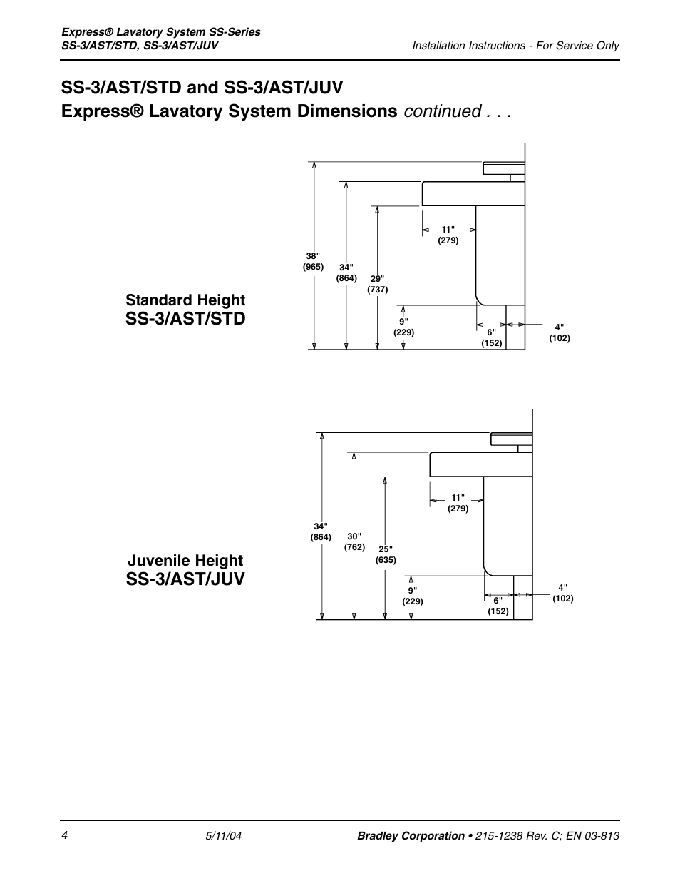 Continued, Ss-3/ast/std, Standard height | Juvenile height | Bradley Smoker EXPRESS SS-3/AST/JUV User Manual | Page 4 / 19