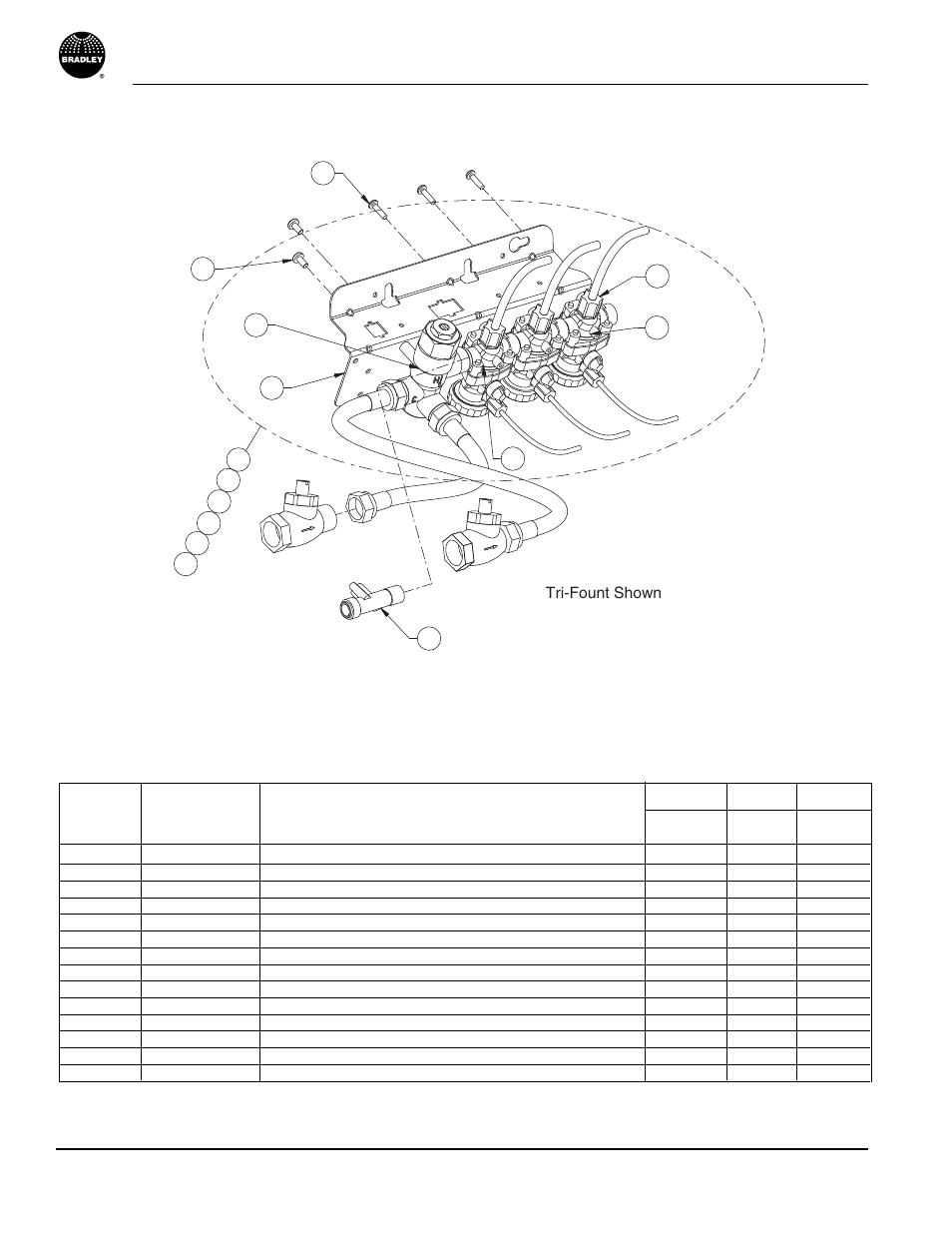 Air metering valve (ast4) — assembly, Parts list — air metering valve assembly, Terreon | Multi-fount washfountains | Bradley MF2922 User Manual | Page 10 / 34