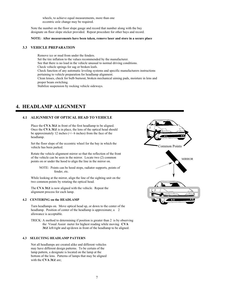 Headlamp alignment | Symtech CVA3 EZ User Manual | Page 7 / 11