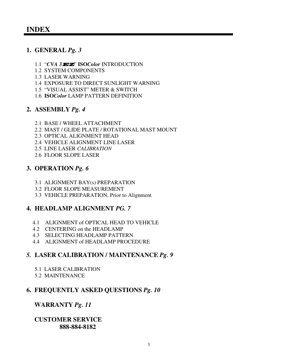 Index | Symtech CVA 3 With Line Laser User Manual | Page 3 / 12