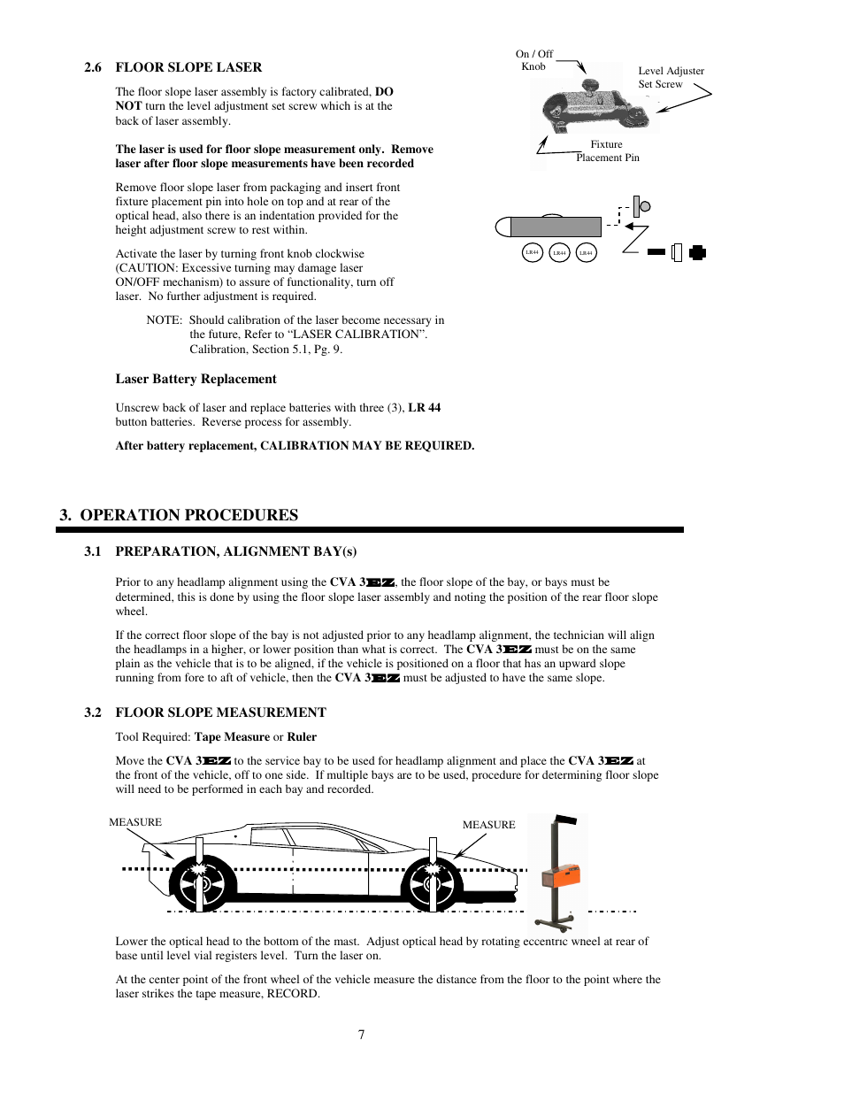 Operation procedures | Symtech CVA 3 With Line Laser User Manual | Page 7 / 12