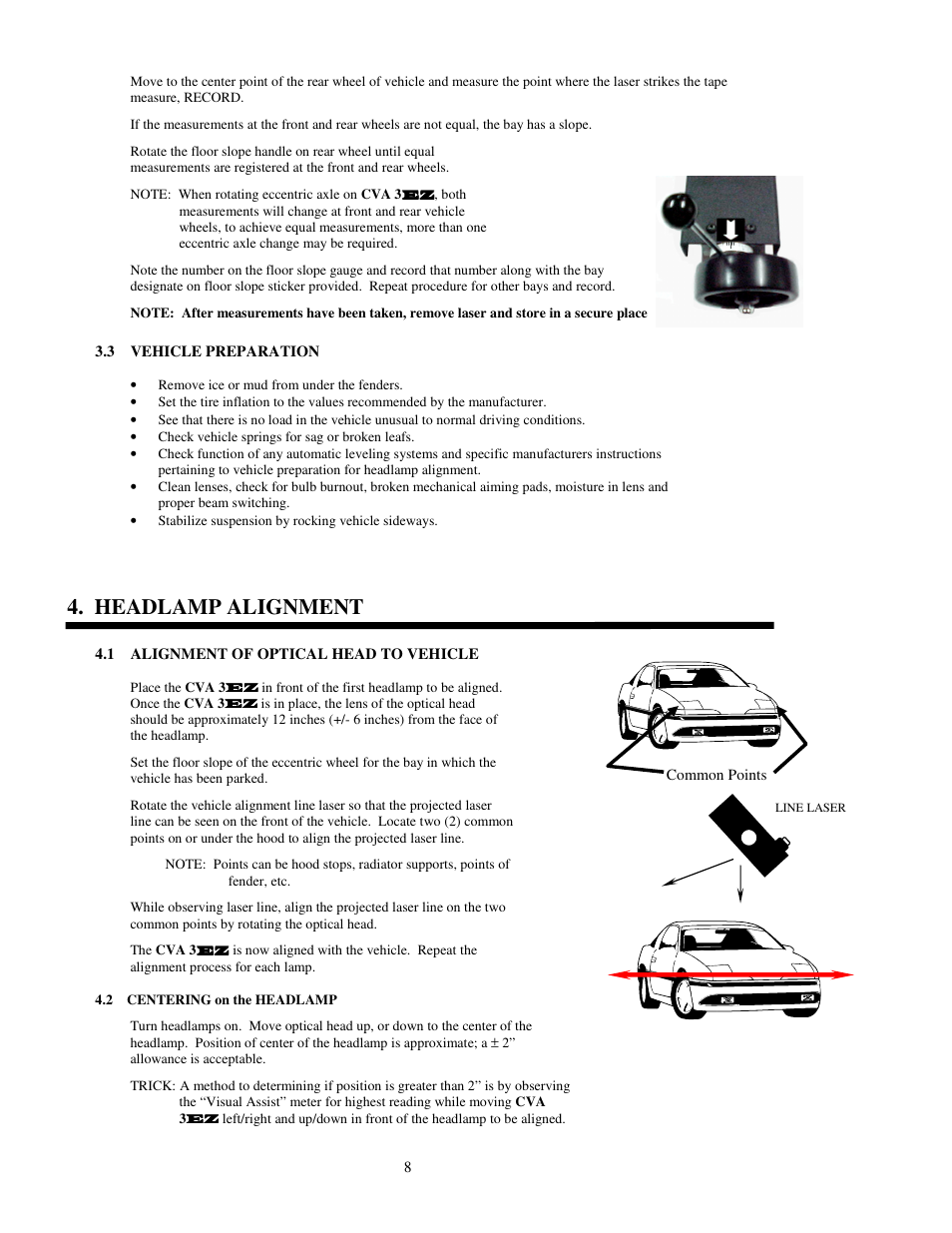 Headlamp alignment | Symtech CVA 3 With Line Laser User Manual | Page 8 / 12