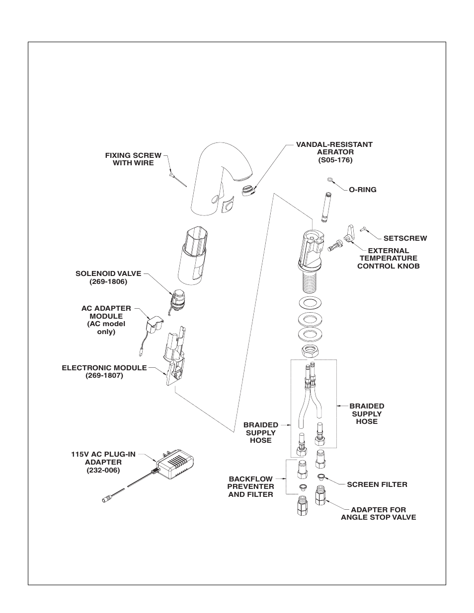 Components for aerada 1100 series faucet | Bradley Smoker 1100 User Manual | Page 3 / 8