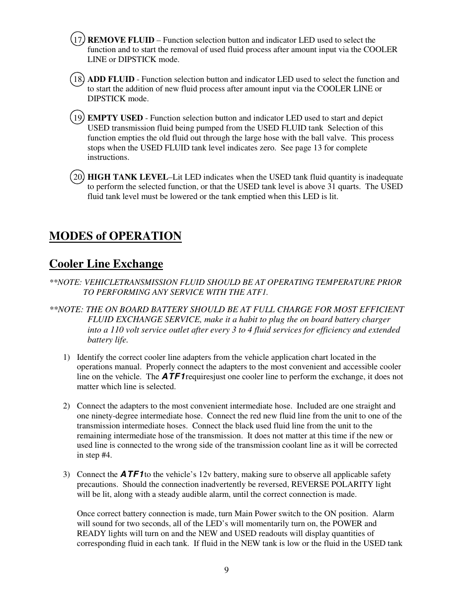 Modes of operation cooler line exchange | Symtech ATF 1 User Manual | Page 10 / 21