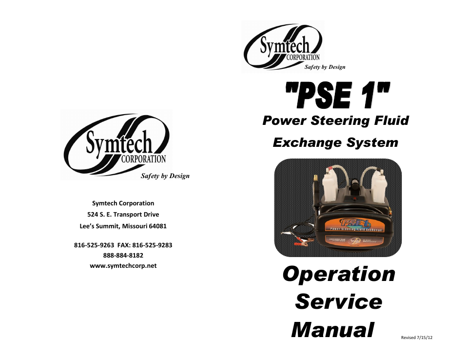 Symtech PSE 1 User Manual | 2 pages