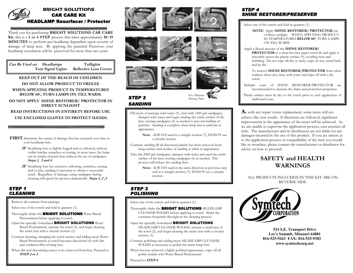 Symtech Car Care Kit User Manual | 2 pages