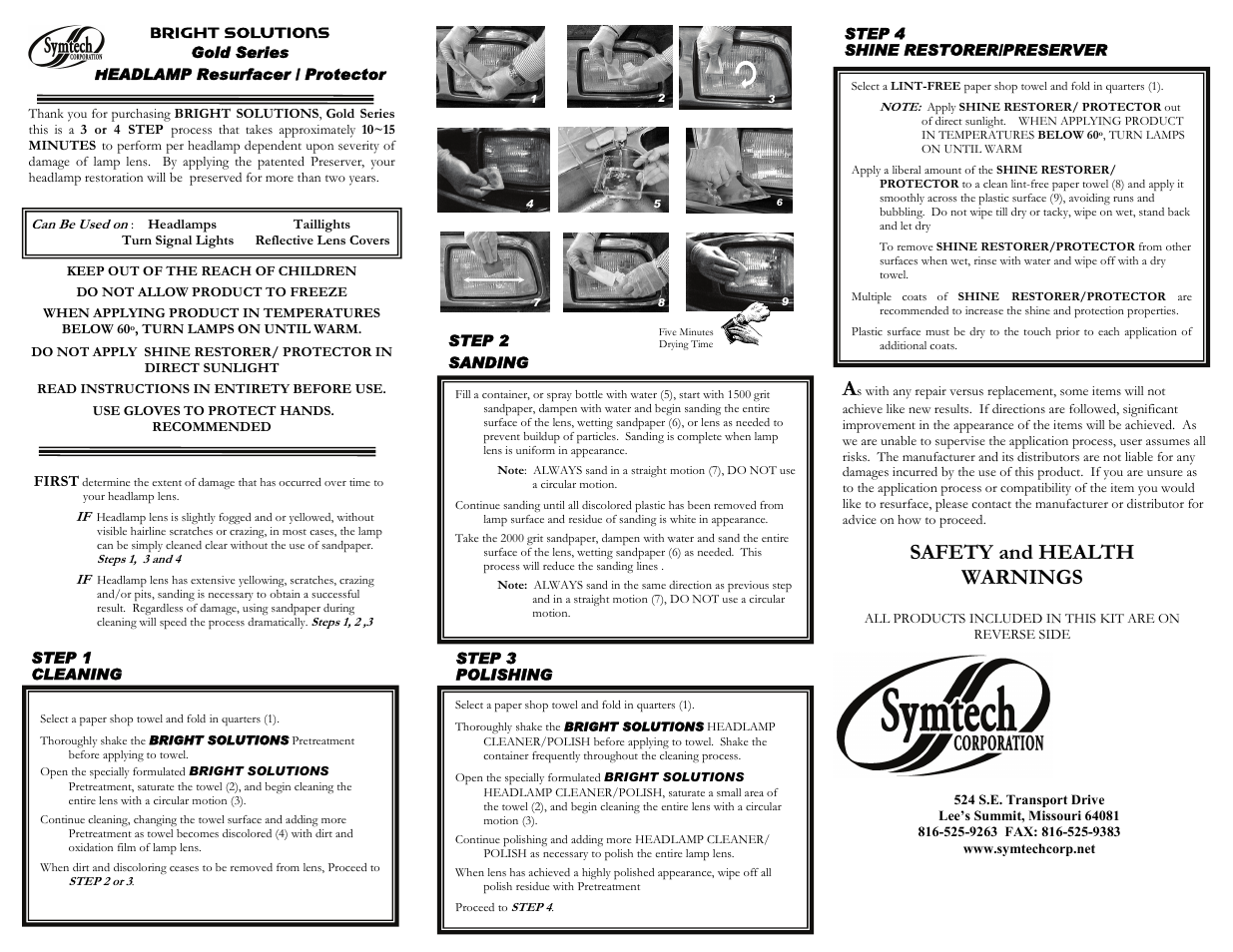 Symtech Gold Series Kit User Manual | 2 pages