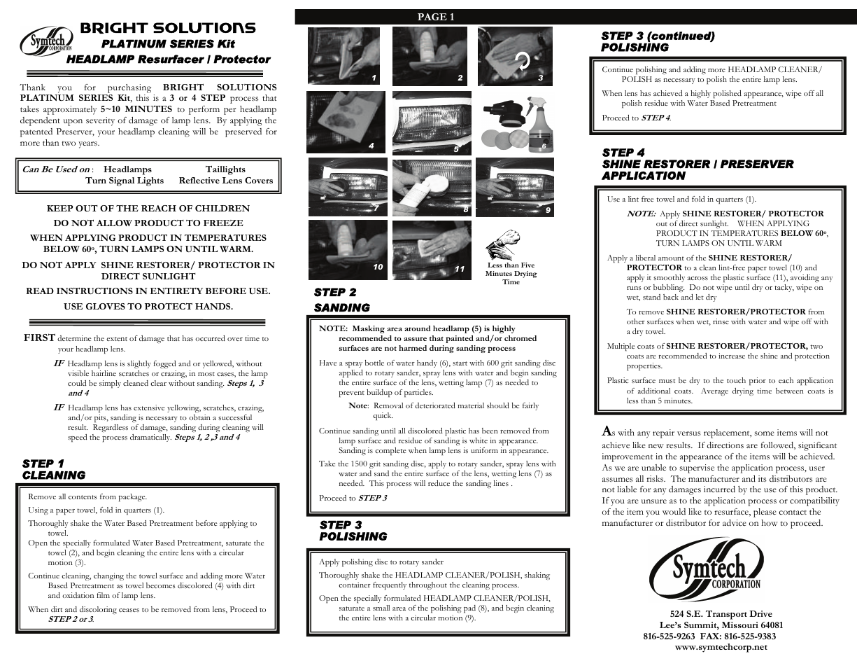 Symtech Platinum Series Kit User Manual | 2 pages