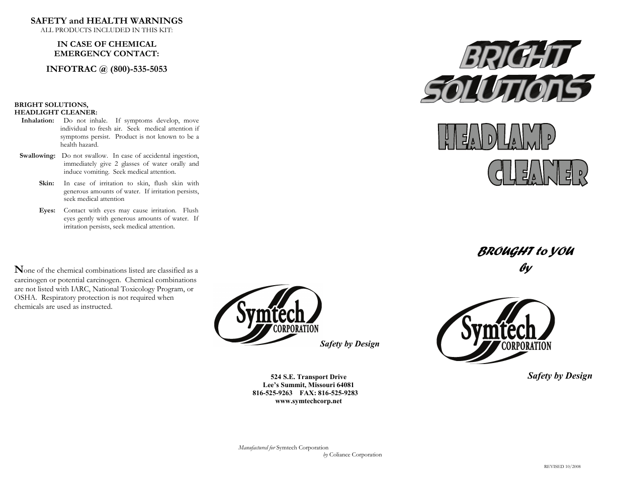 Brought to you by | Symtech Headlight Cleaner Kit User Manual | Page 2 / 2