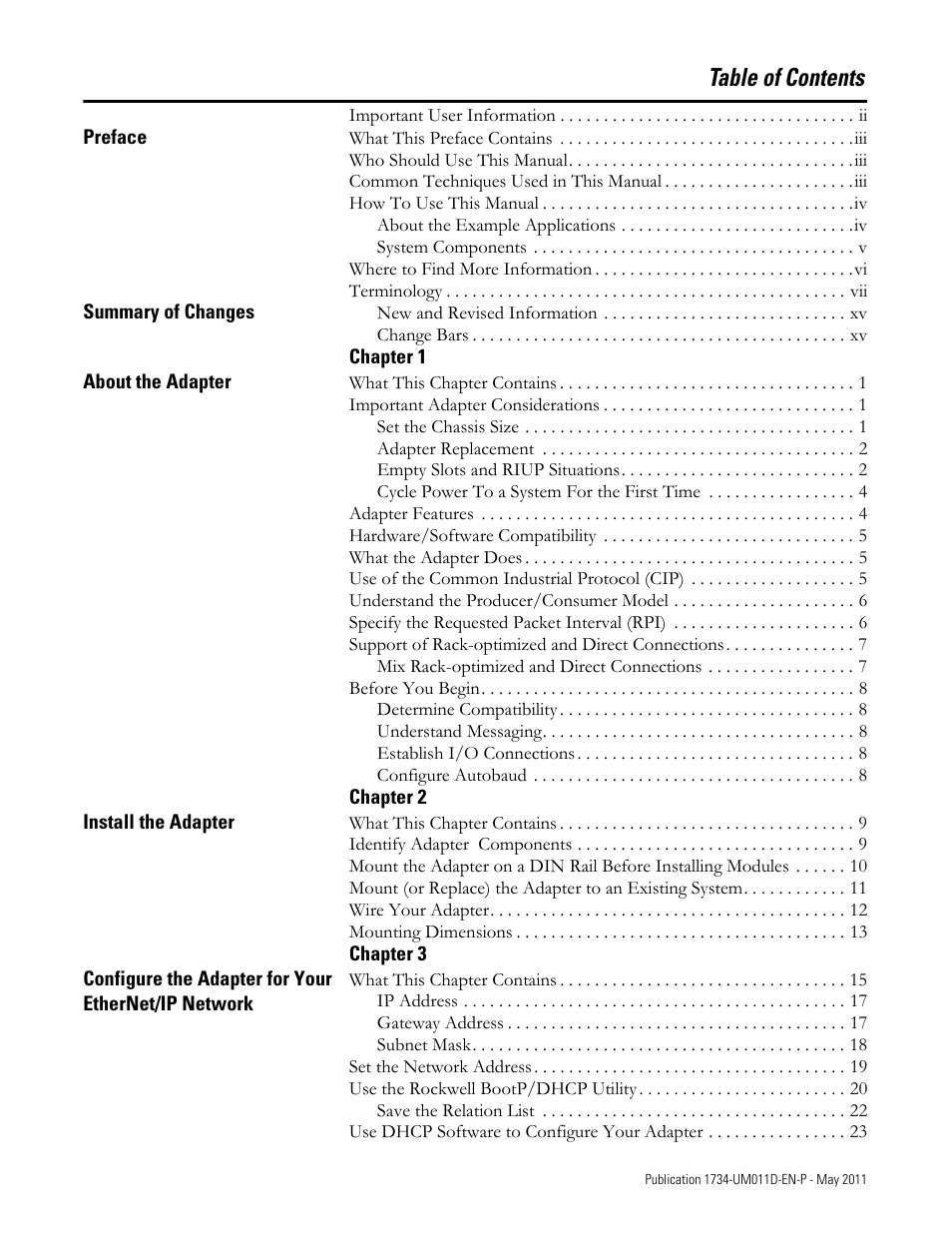 Rockwell Automation 1734-AENT POINT I/O EtherNet/IP Adapter Module User Manual | Page 11 / 158