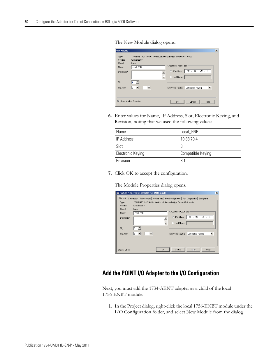 Add the point i/o adapter to the i/o configuration | Rockwell Automation 1734-AENT POINT I/O EtherNet/IP Adapter Module User Manual | Page 46 / 158