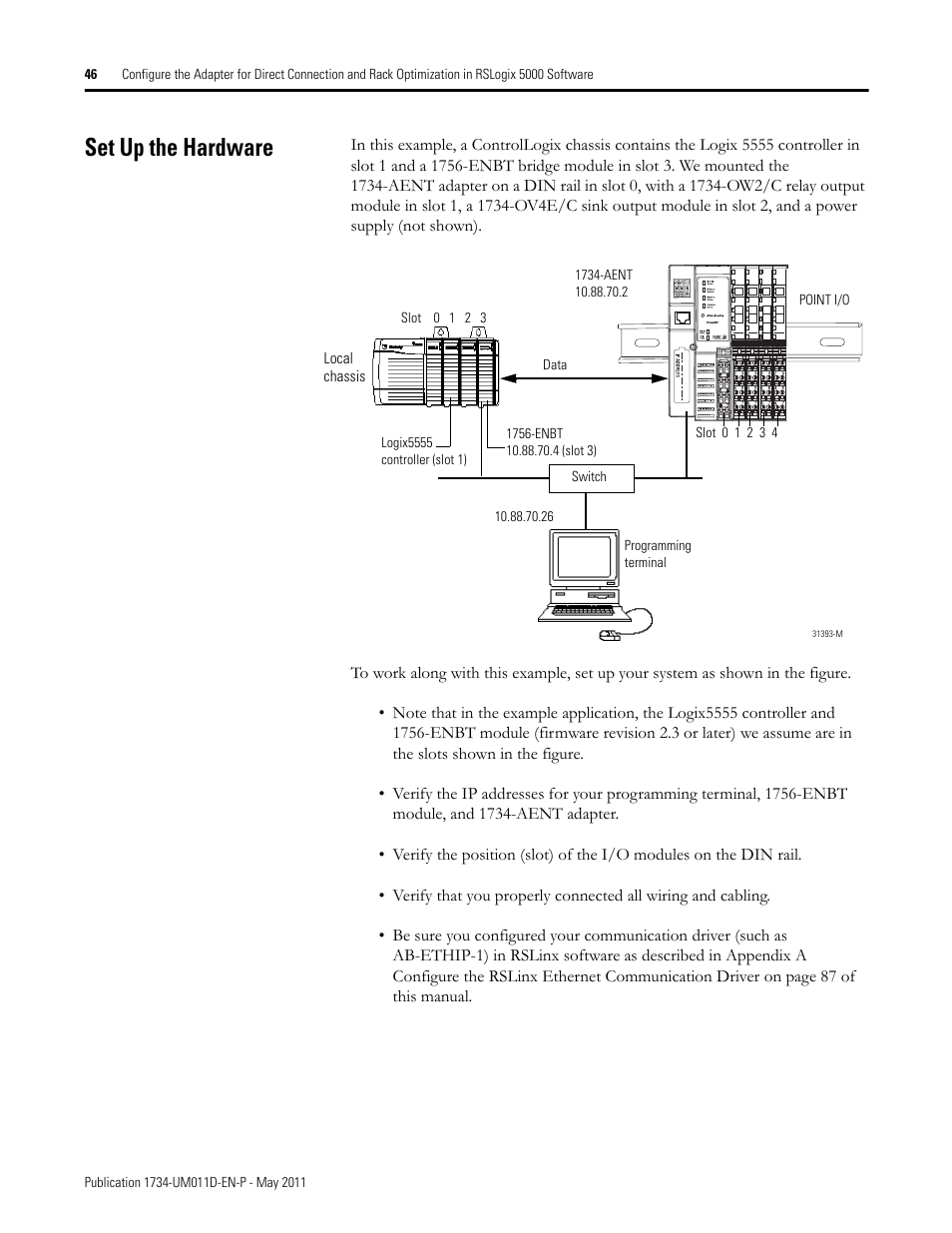 Set up the hardware | Rockwell Automation 1734-AENT POINT I/O EtherNet/IP Adapter Module User Manual | Page 62 / 158