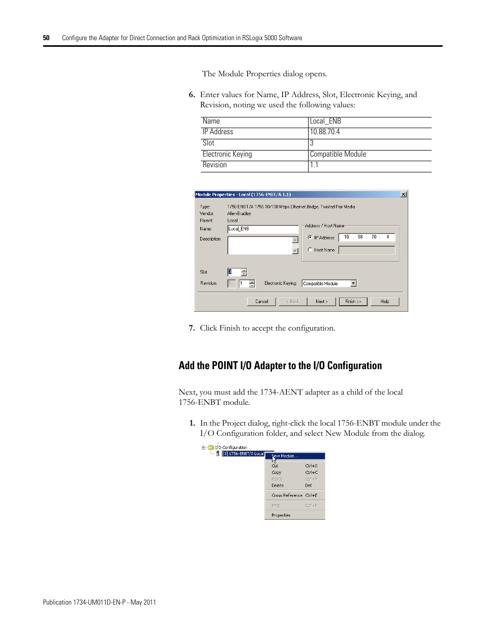 Add the point i/o adapter to the i/o configuration | Rockwell Automation 1734-AENT POINT I/O EtherNet/IP Adapter Module User Manual | Page 66 / 158