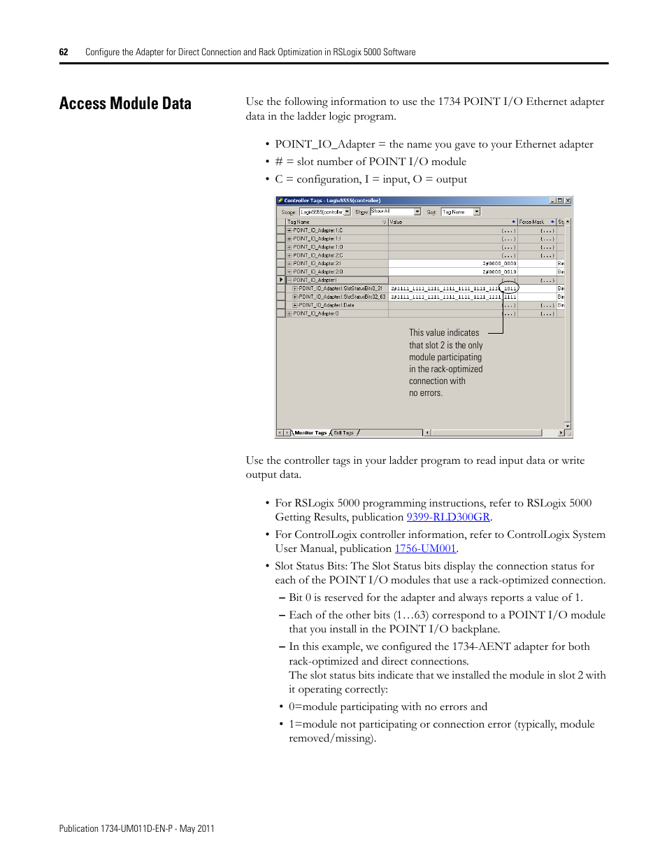 Access module data | Rockwell Automation 1734-AENT POINT I/O EtherNet/IP Adapter Module User Manual | Page 78 / 158