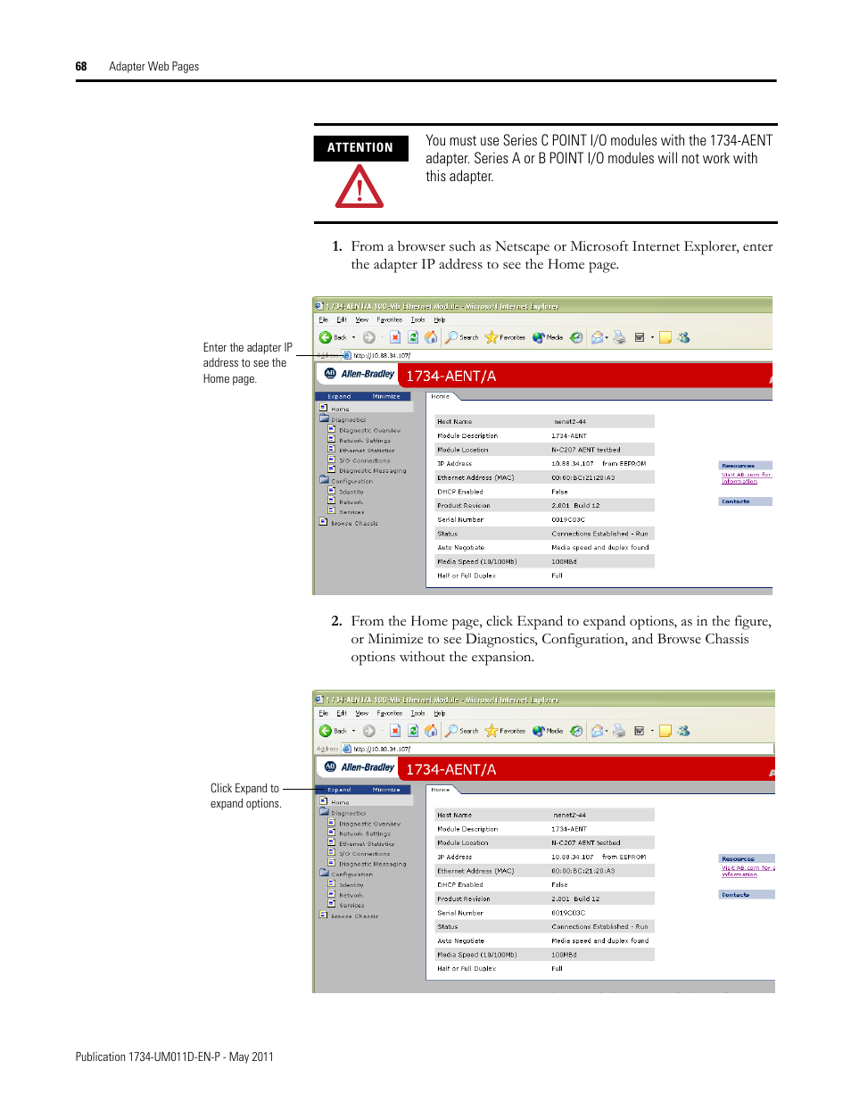Rockwell Automation 1734-AENT POINT I/O EtherNet/IP Adapter Module User Manual | Page 84 / 158