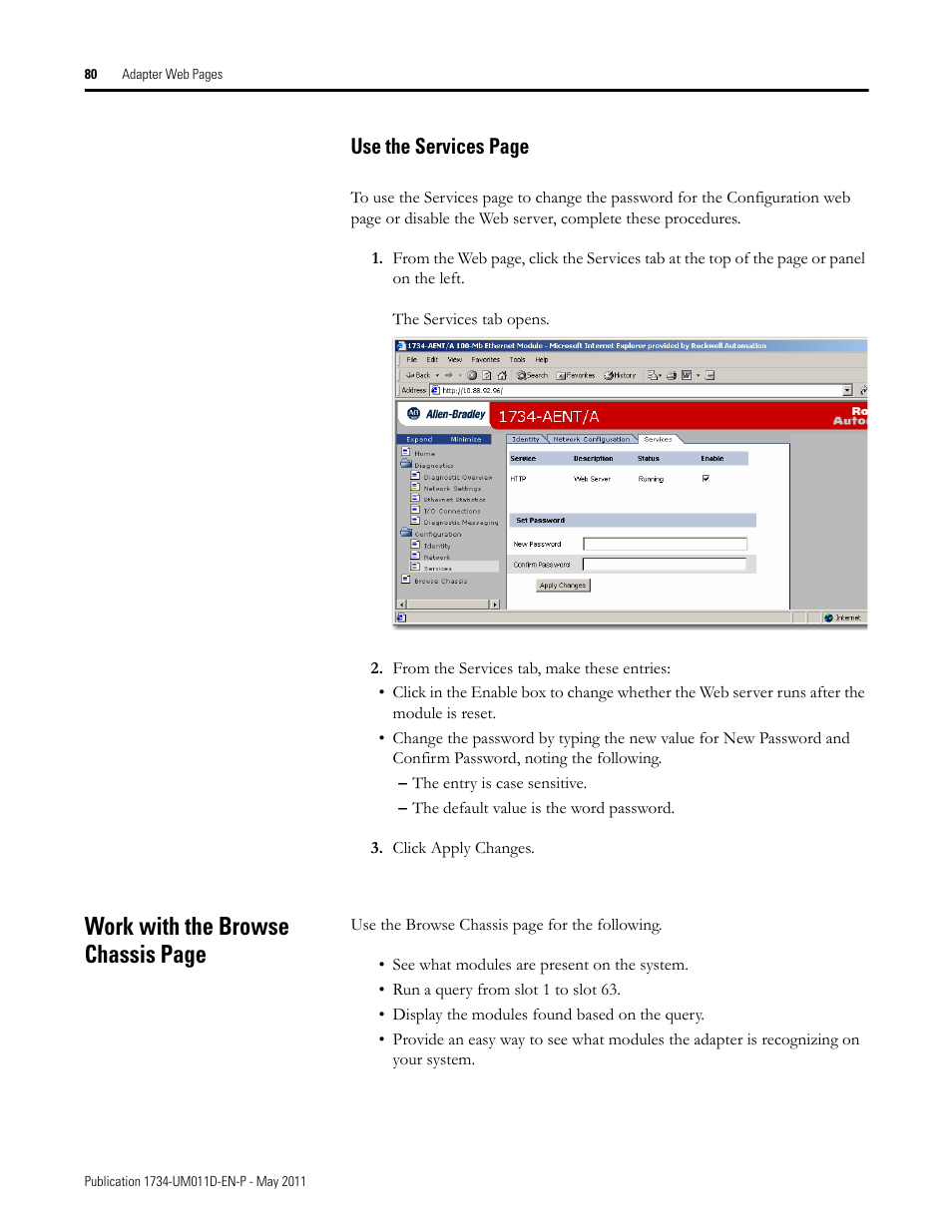 Work with the browse chassis page | Rockwell Automation 1734-AENT POINT I/O EtherNet/IP Adapter Module User Manual | Page 96 / 158