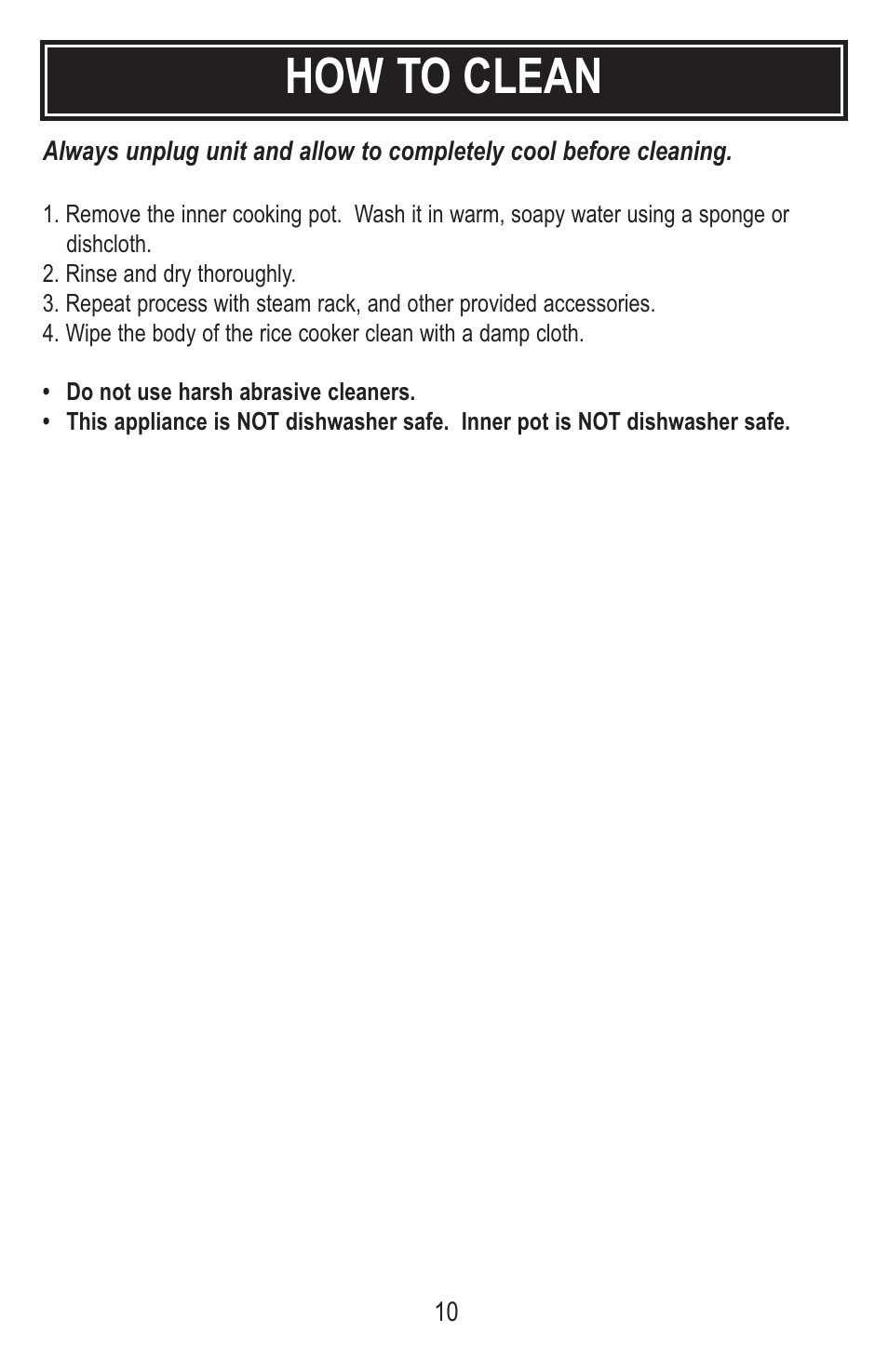 How to clean | Tayama MB-YC50D User Manual | Page 12 / 14