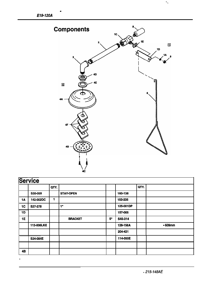 Assembly of, Parts list, Figure 2 | 4bradley corporation | Bradley E19-120A User Manual | Page 4 / 4