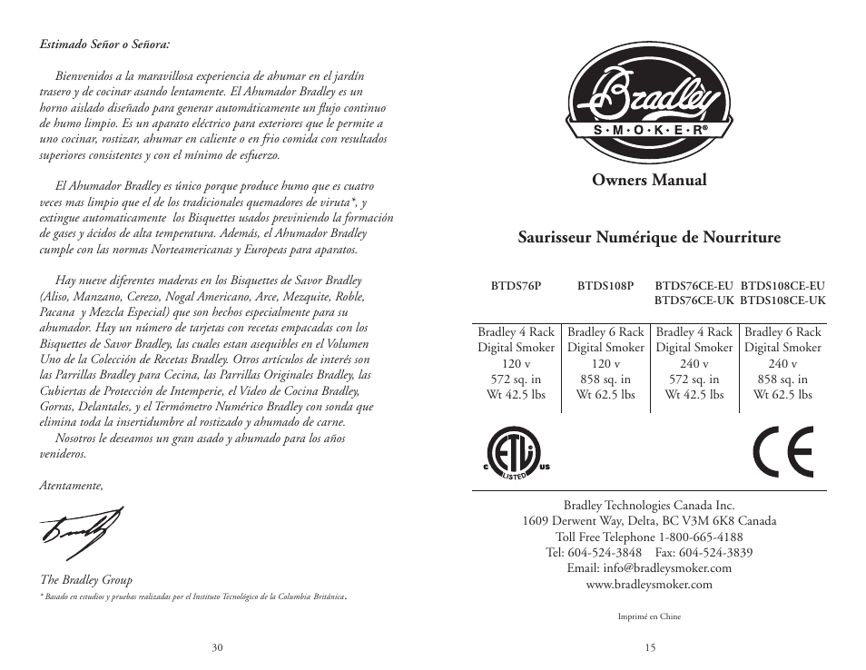 Owners manual saurisseur numérique de nourriture | Bradley Smoker BTDS108CE-UK User Manual | Page 15 / 22