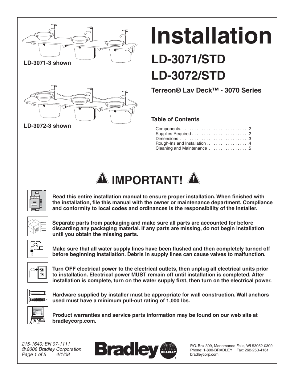 Bradley Smoker TERREON LD-3071/STD User Manual | 5 pages