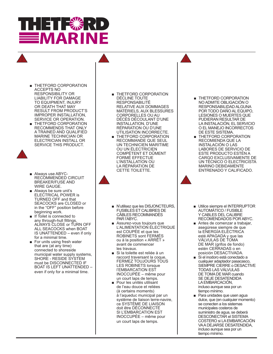 Thetford ComfortMate (Electric) User Manual | 18 pages