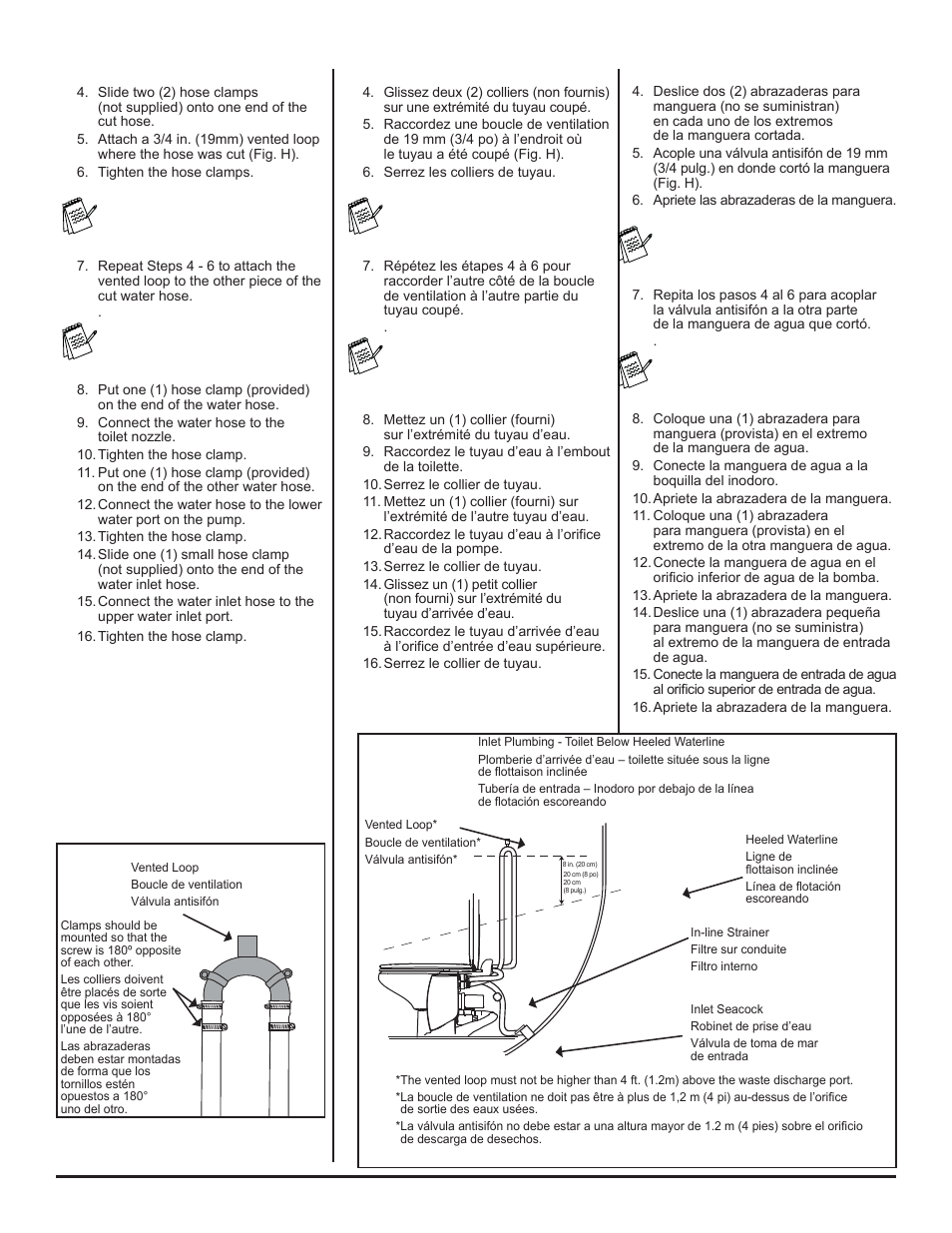 Fig. l, Fig. h, Nota | Remarque | Thetford ComfortMate (Electric) User Manual | Page 15 / 18