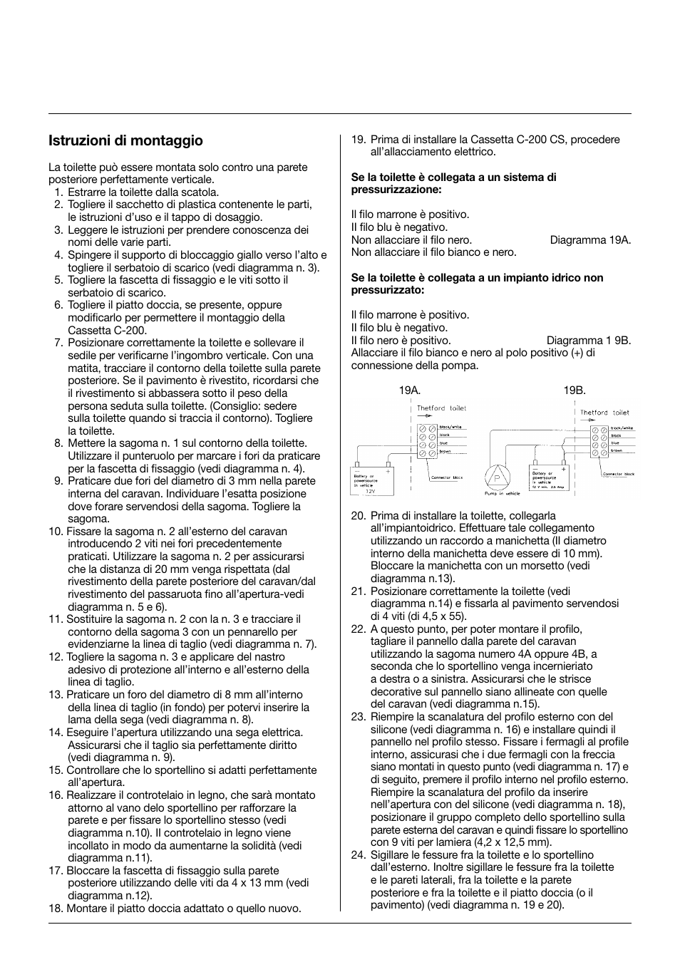 Istruzioni di montaggio | Thetford C-200 CS D3 Cassette User Manual | Page 14 / 15