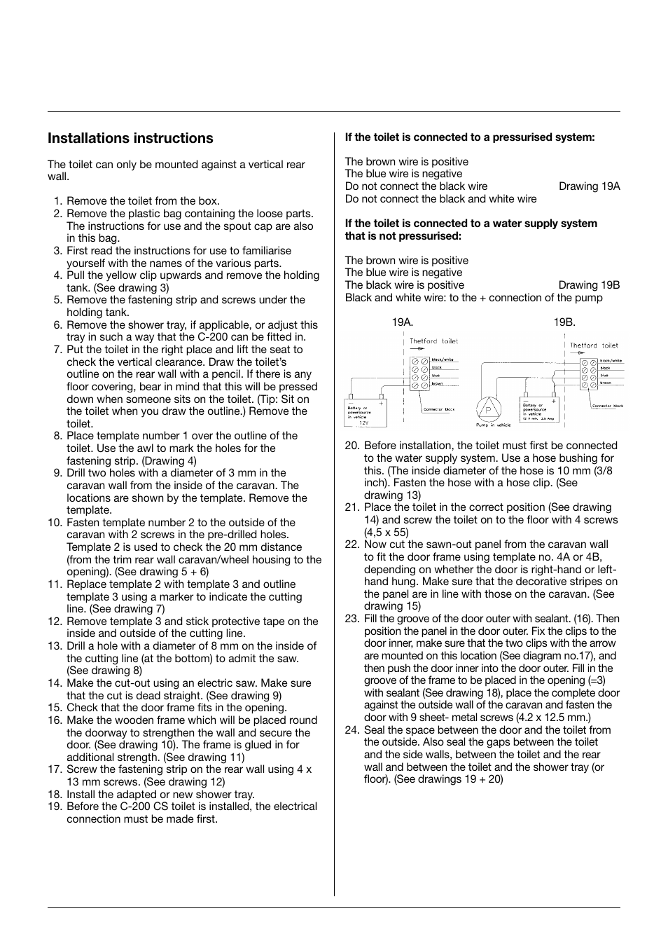 Installations instructions | Thetford C-200 CS D3 Cassette User Manual | Page 4 / 15