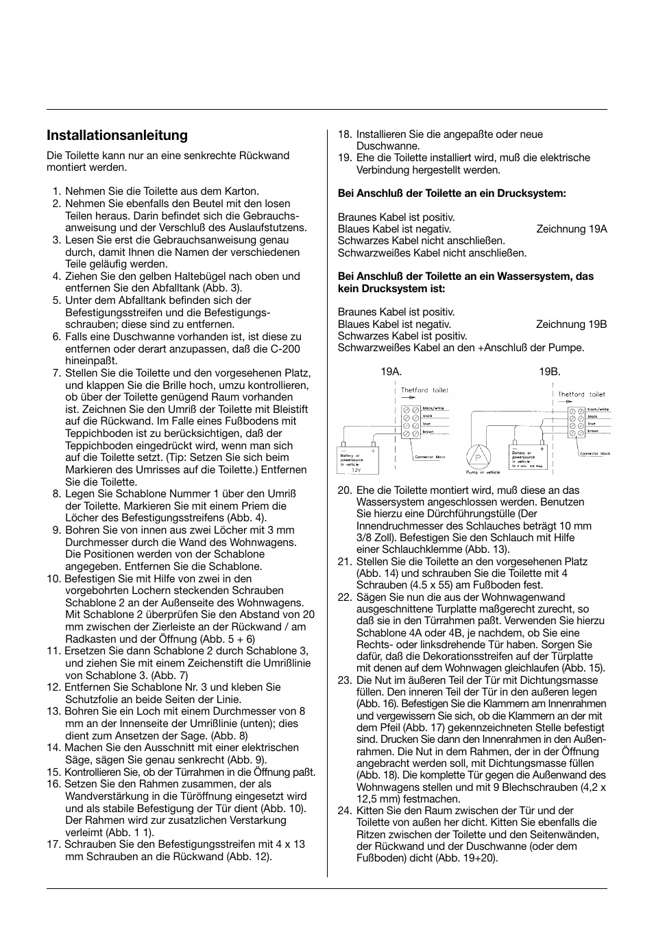 Installationsanleitung | Thetford C-200 CS D3 Cassette User Manual | Page 6 / 15