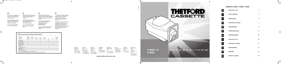 Thetford C403L Cassette User Manual | 26 pages