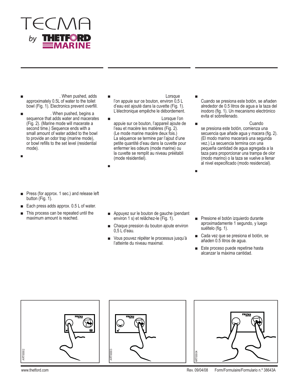 Thetford Tecma Silence Plus(Marine) Owners Manual User Manual | 9 pages