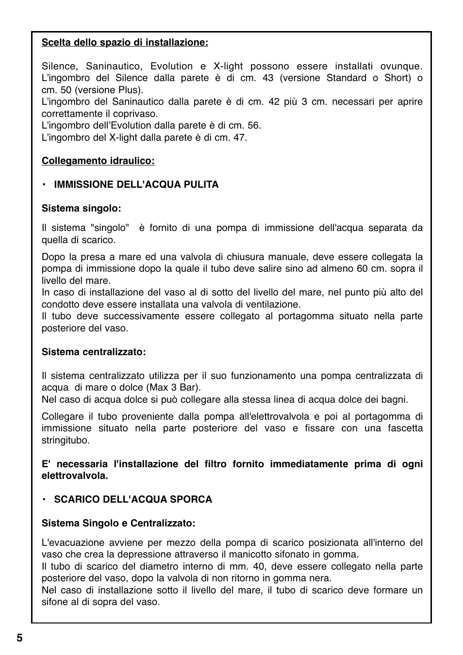 Istruzioni di installazione ed usu | Thetford Tecma X-Light User Manual | Page 6 / 28