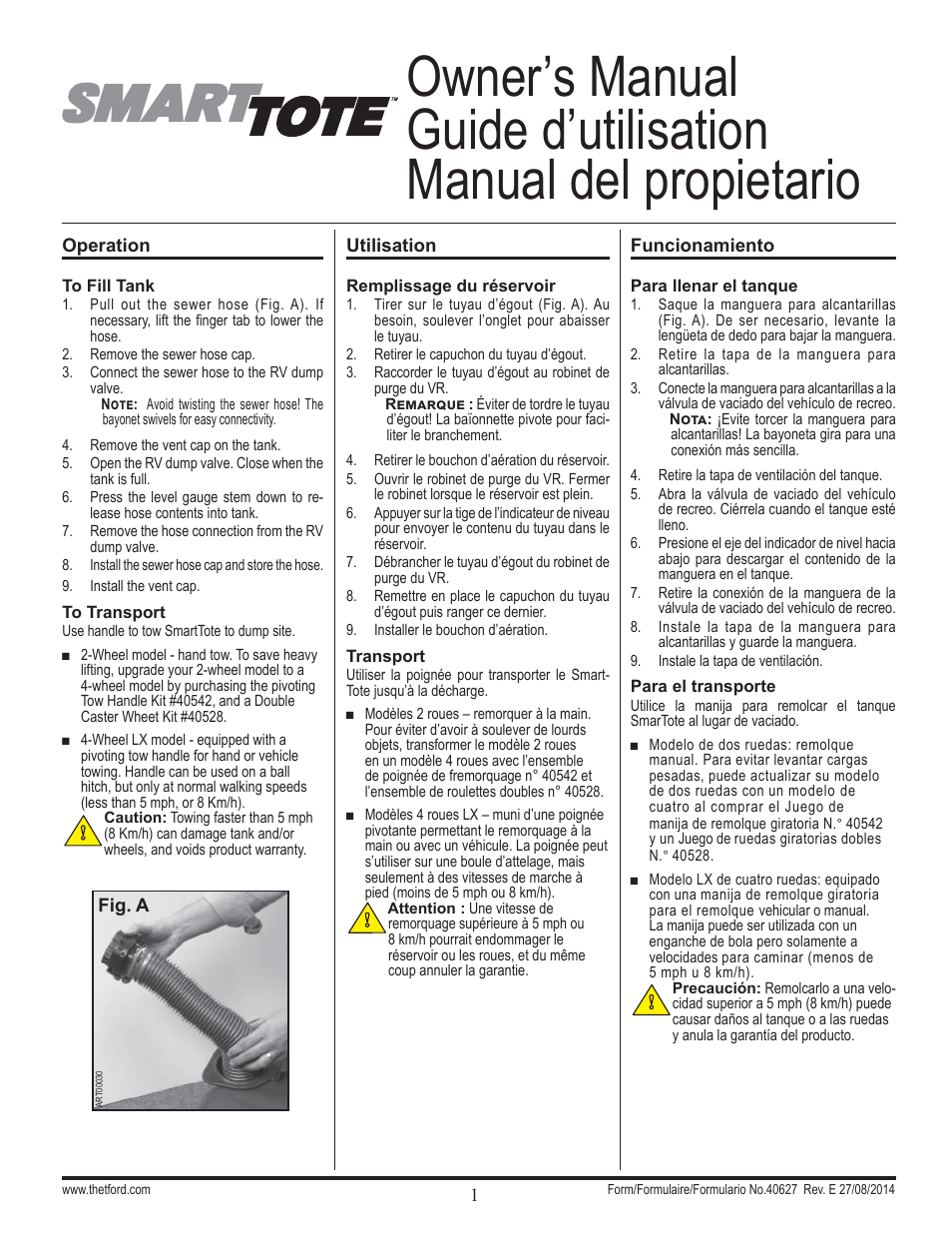 Thetford SmartTotes User Manual | 4 pages