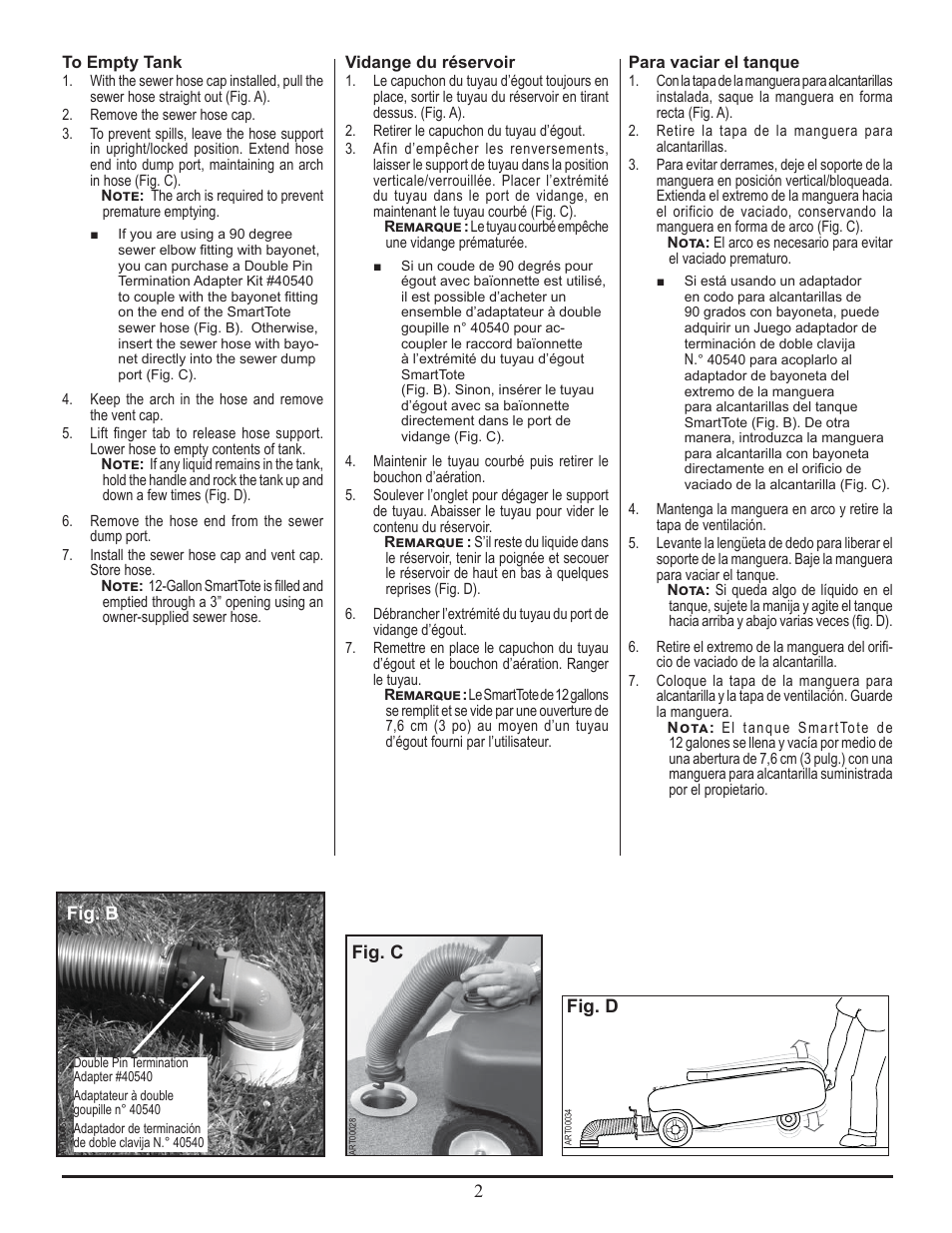 Thetford SmartTotes User Manual | Page 2 / 4