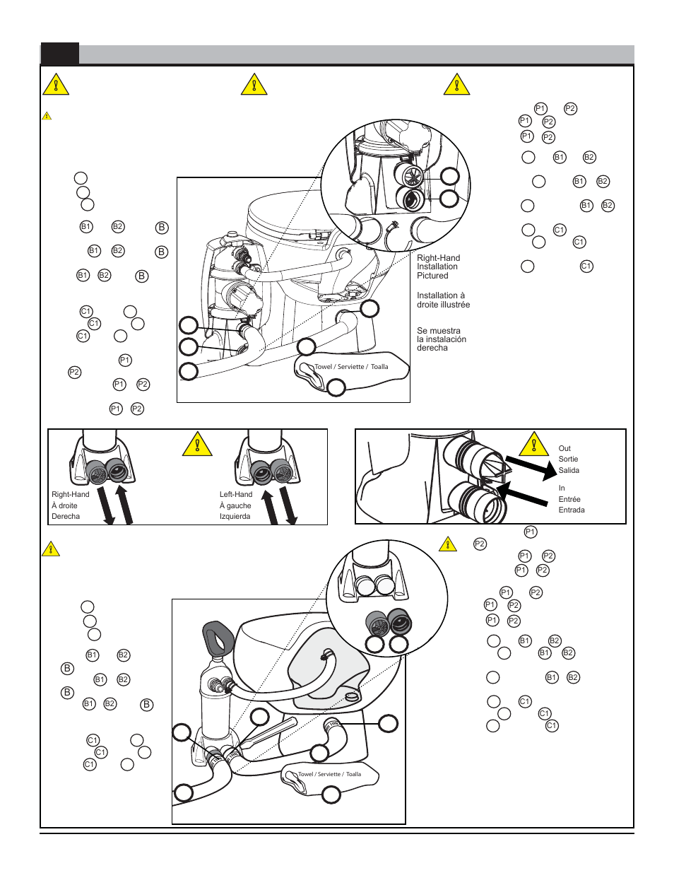 Caution, Attention, Precaución | Thetford 41187A ComfortMate Waste Valve User Manual | Page 2 / 2