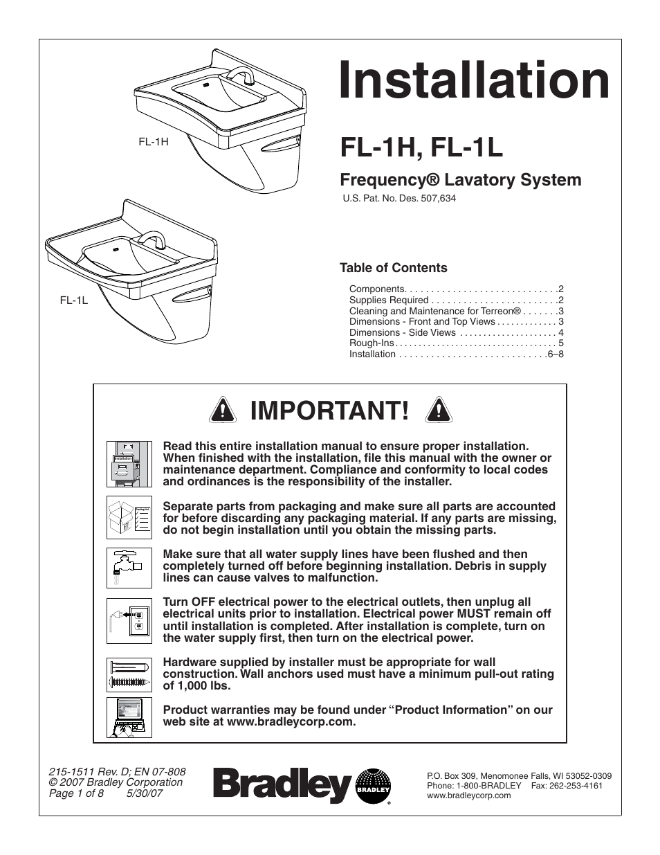 Bradley Smoker FREQUENCY FL-1H User Manual | 8 pages