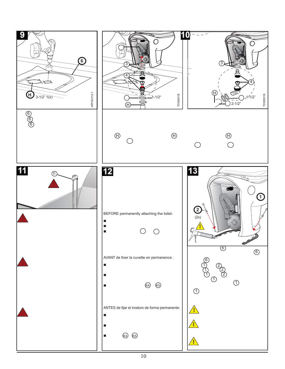 Danger, Peligro, Caution | Attention, Precaución | Thetford Tecma Easy Fit Eco User Manual | Page 10 / 15
