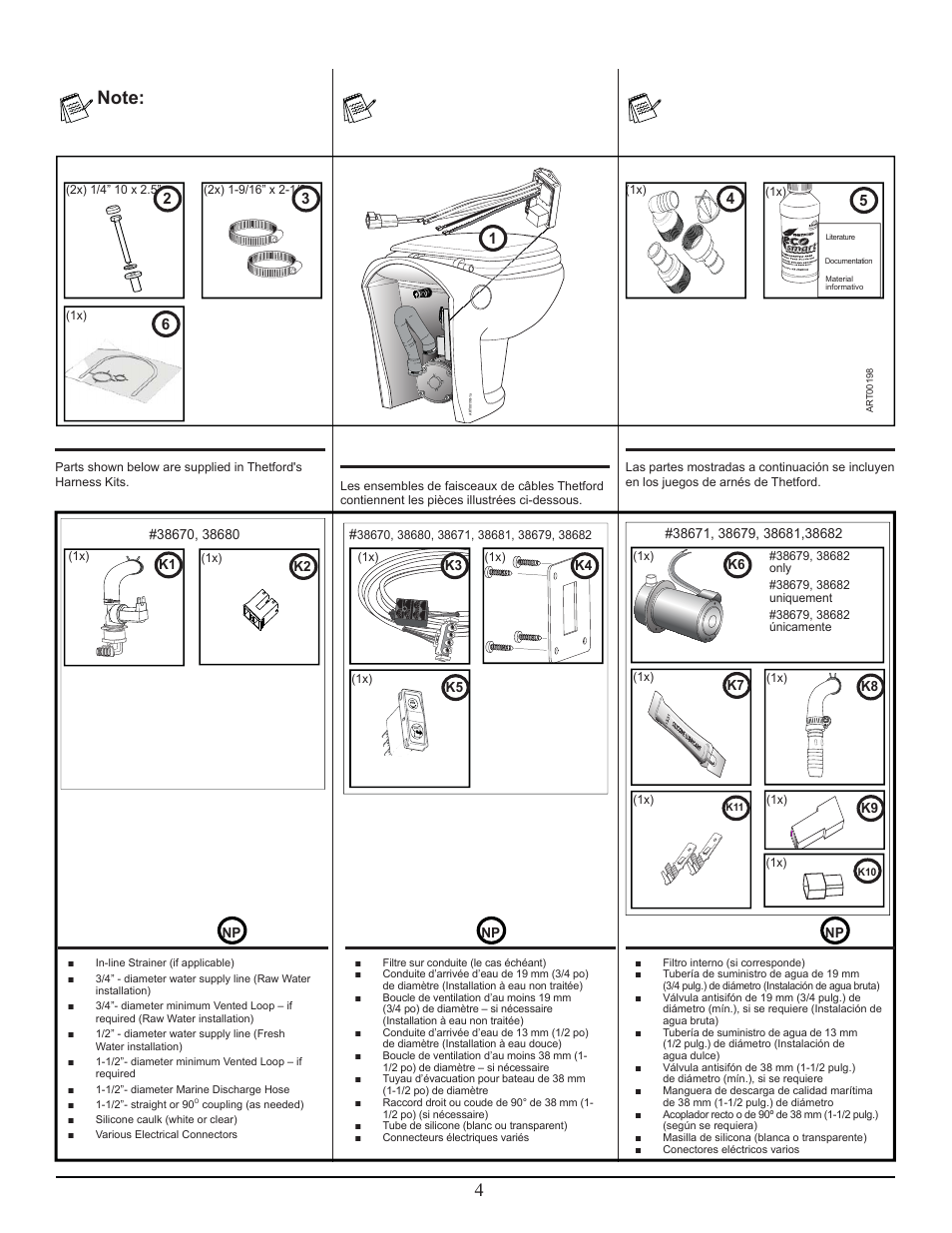 Fig. c, Materials not provided, Materiales no suministrados | Matériel non fourni, Fig. d | Thetford Tecma Easy Fit Eco User Manual | Page 4 / 15