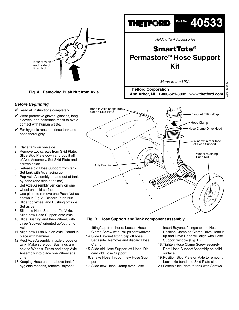 Smarttote, Permastore, Hose support kit | Thetford 40538 SmartTotes User Manual | Page 2 / 3